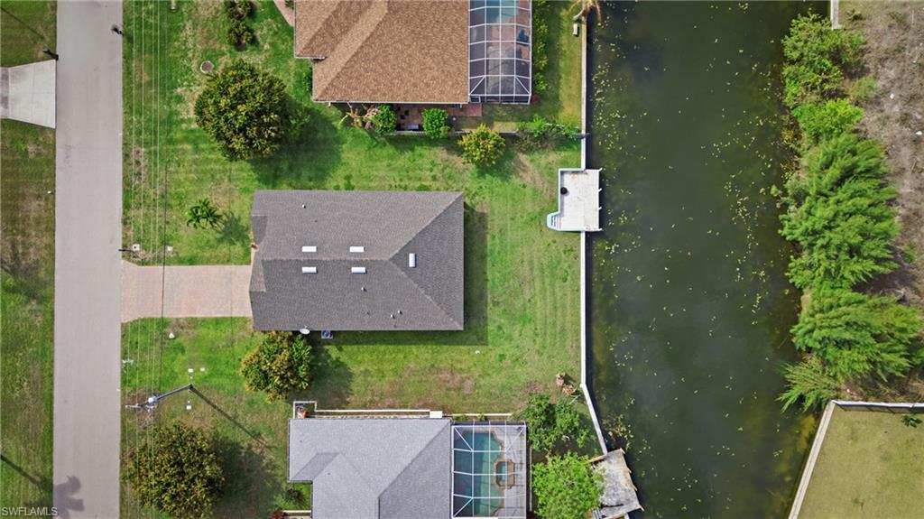 Aerial view of a nearby body of water