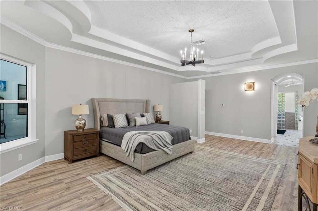 Custom ceiling and lighting.