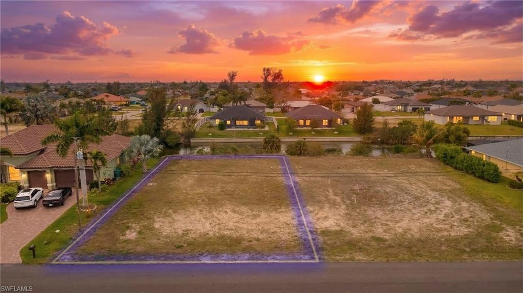 Aerial perspective of suburban area