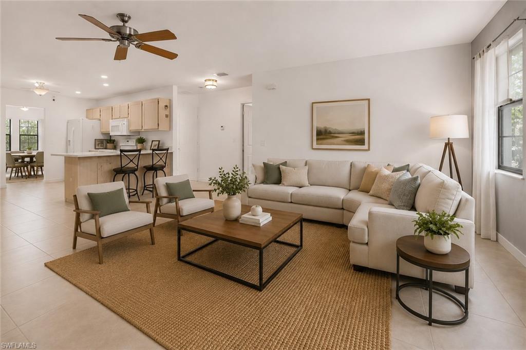 Virtually Staged family room off the kitchen