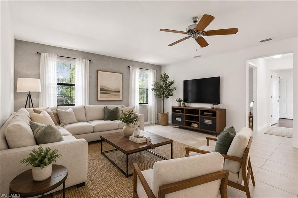 Virtually Staged family room off the kitchen
