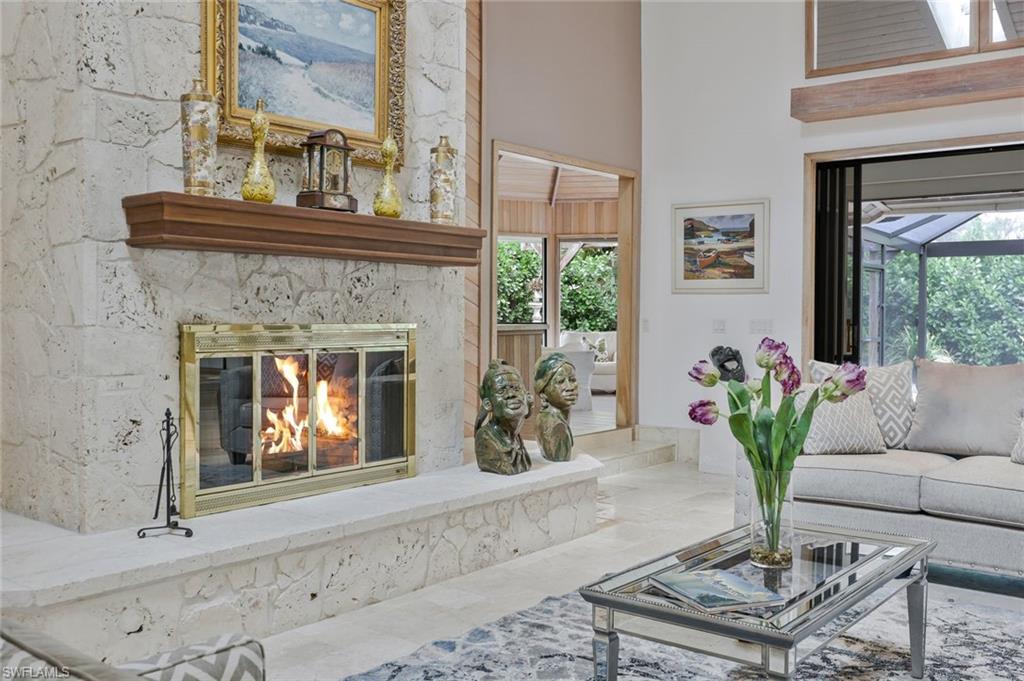 Living area open to the pool and garden