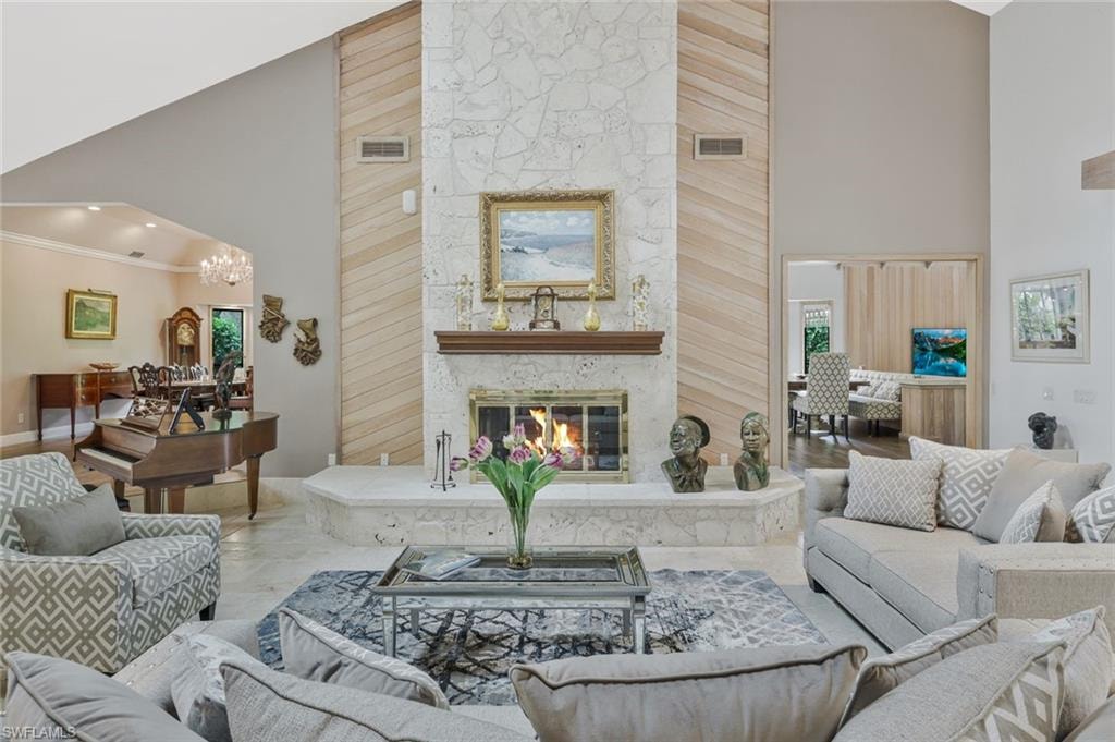 livingroom with fireplace.   what a great place to entertain large groups