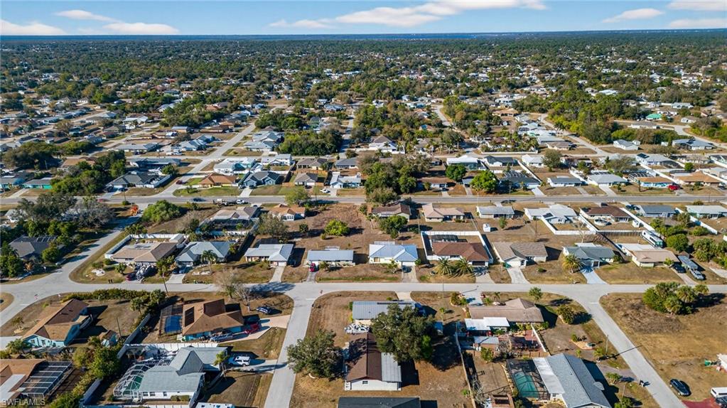 Aerial perspective of suburban area