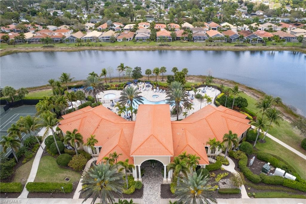 Bird's eye view of a nearby body of water