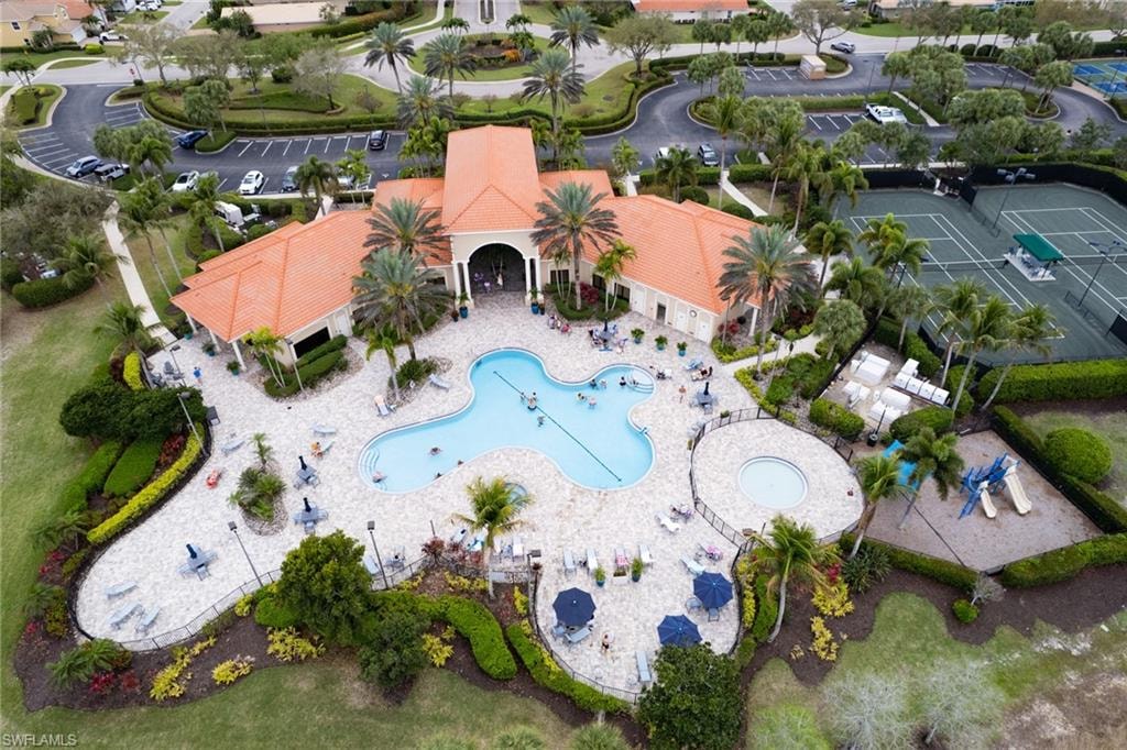 Aerial view of a pool area