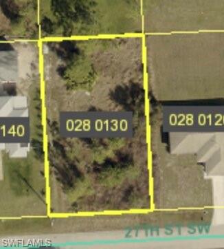 Aerial overview of property's location with property parcel outlined