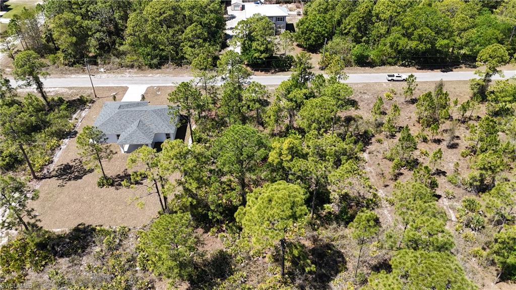 Aerial view of a tree filled landscape