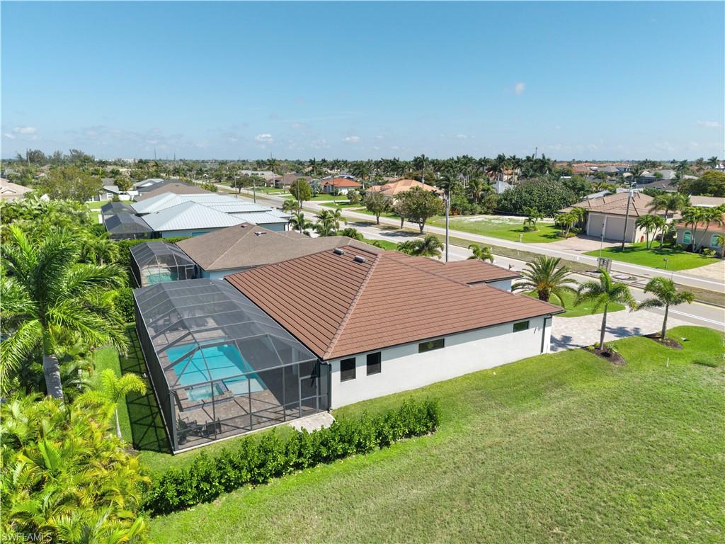 Aerial perspective of suburban area