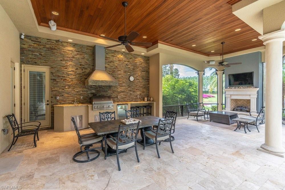 Summer kitchen with a grill