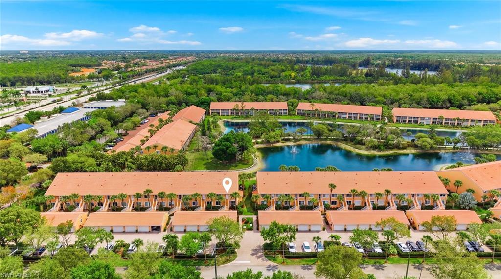 Bird's eye view of a nearby body of water