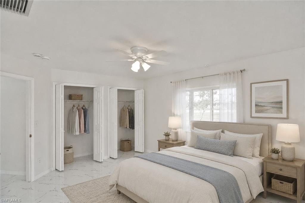 Alternate view of primary bedroom, Virtually staged