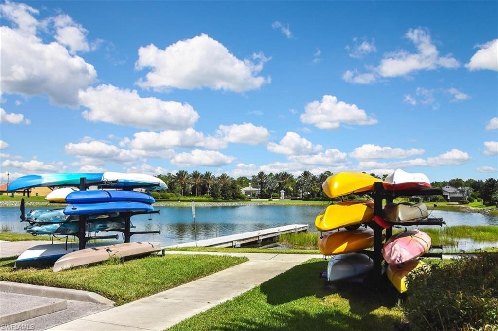 View of community with a water view
