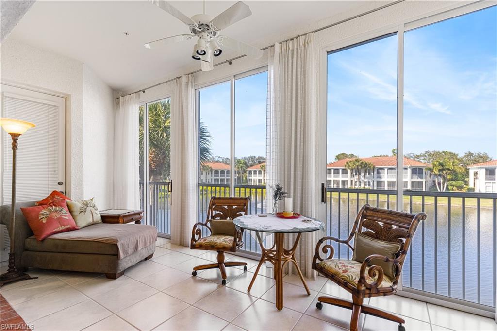Living Room is extended out to patio for maximum views of the lake and fountain. Watch sunsets!