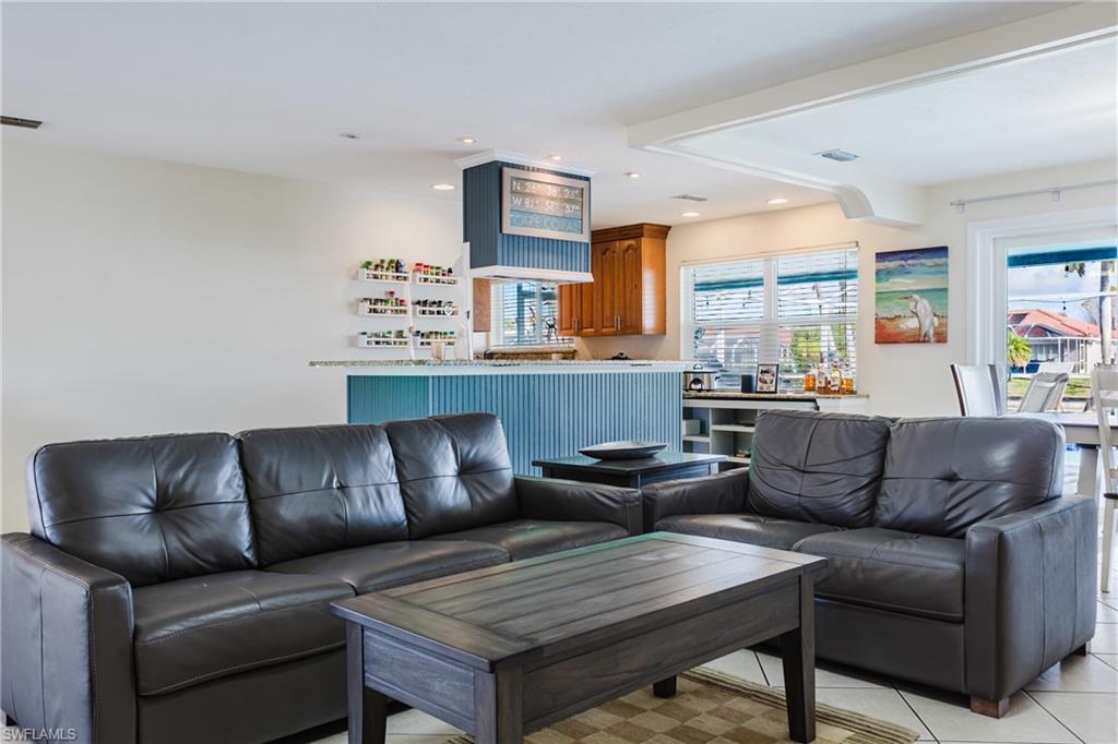 Living room with recessed lighting