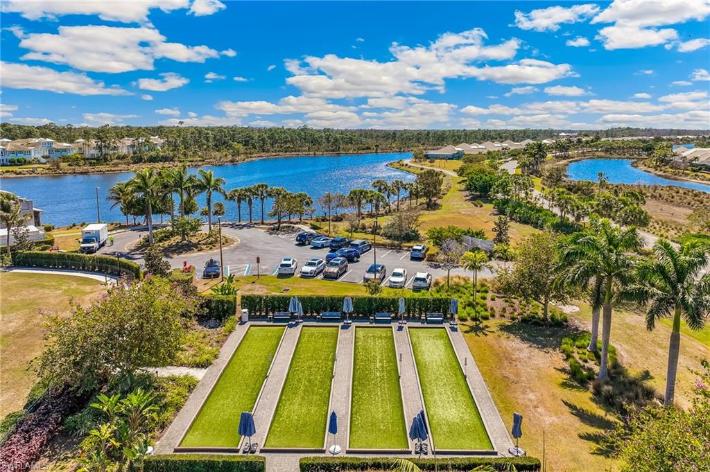 Bird's eye view of a nearby body of water