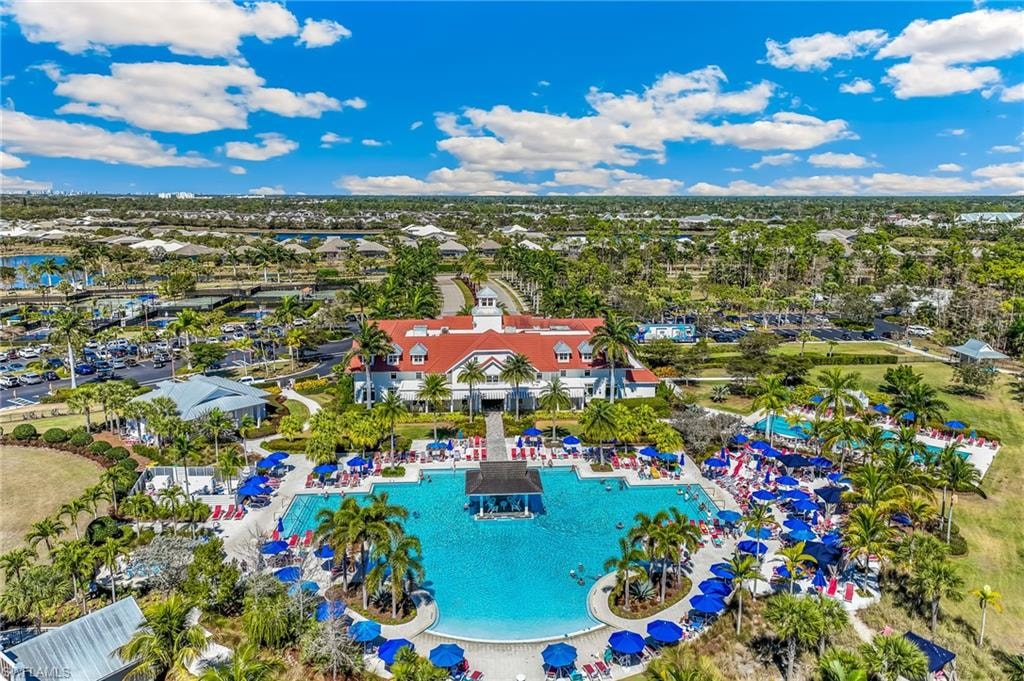 Aerial view of a pool area