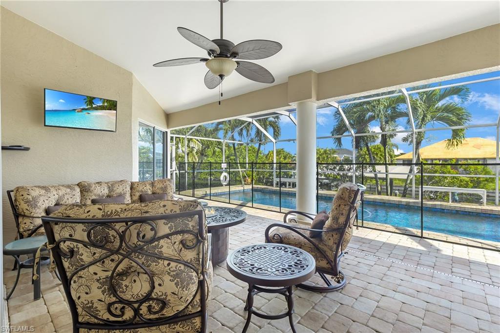Lanai facing the pool and canal views