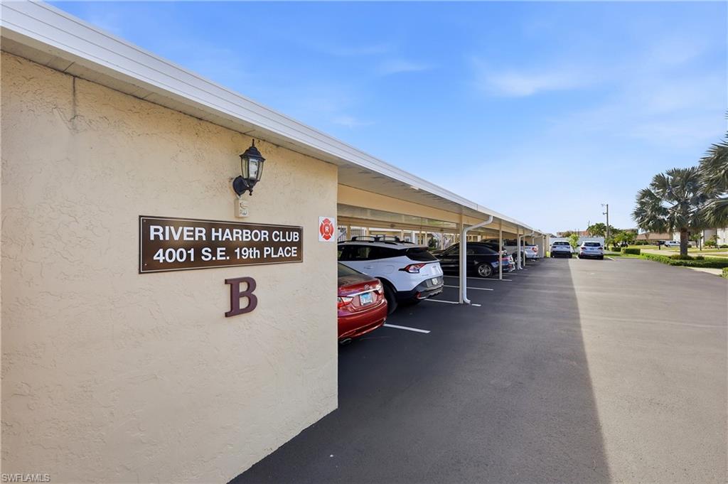 View of covered parking lot