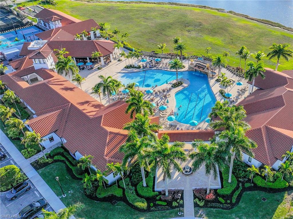 Aerial view of a pool area