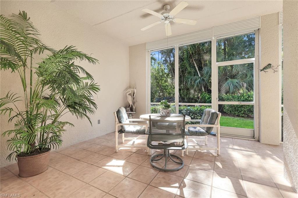 Southern facing rear Lanai with all day sun and manual storm shutters. Screened door leading outside.