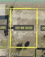 Aerial overview of property's location with property parcel outlined
