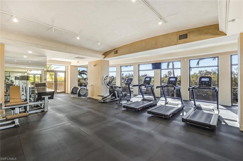 Gym with track lighting
