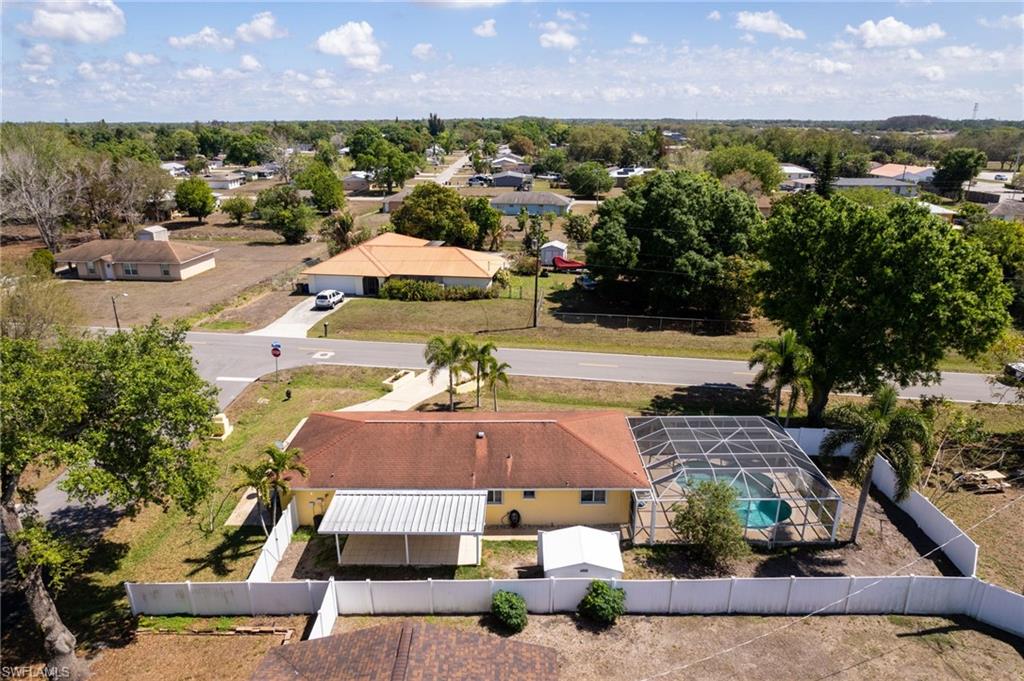 Aerial perspective of suburban area