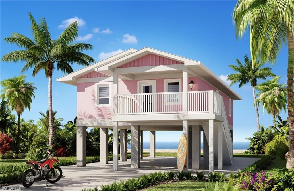 3D rendering of potential elevated home design for this property- virtually enhanced