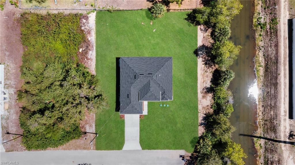 Bird's eye view of a nearby body of water
