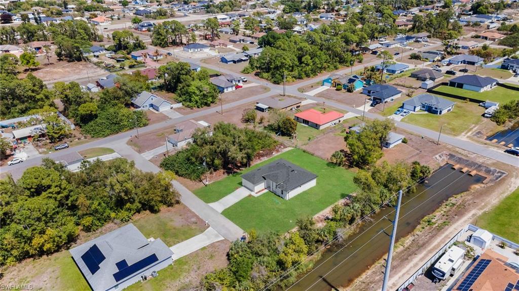 Aerial perspective of suburban area