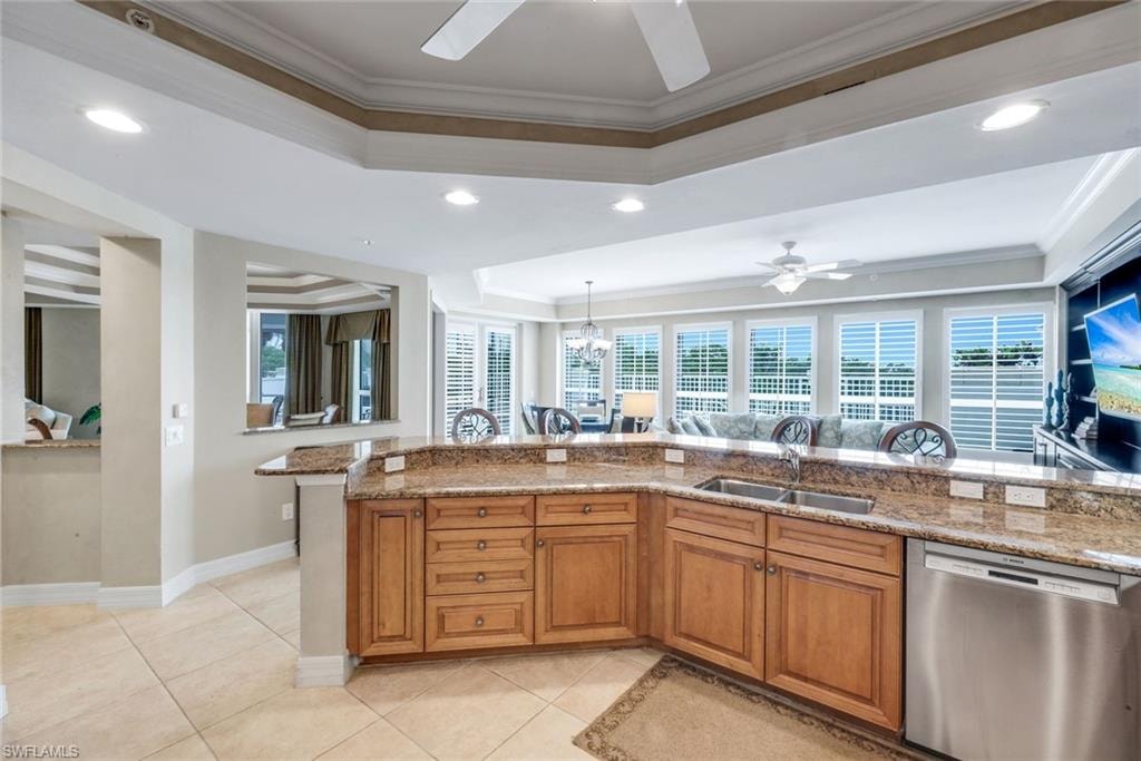 Tray Ceilings nicely Define the Spaces