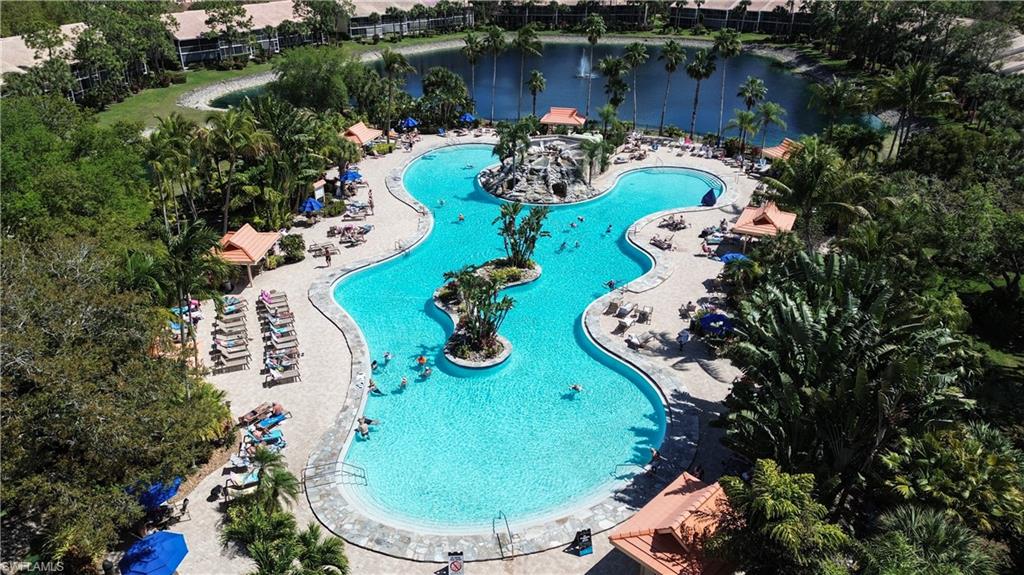 Aerial view of a pool area