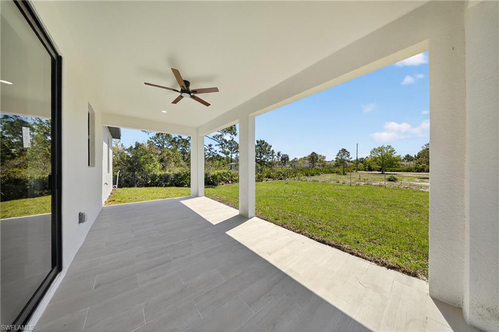 View of patio / terrace with ceiling fan