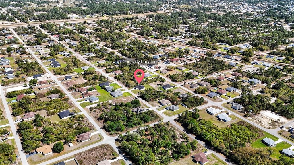 Aerial perspective of suburban area