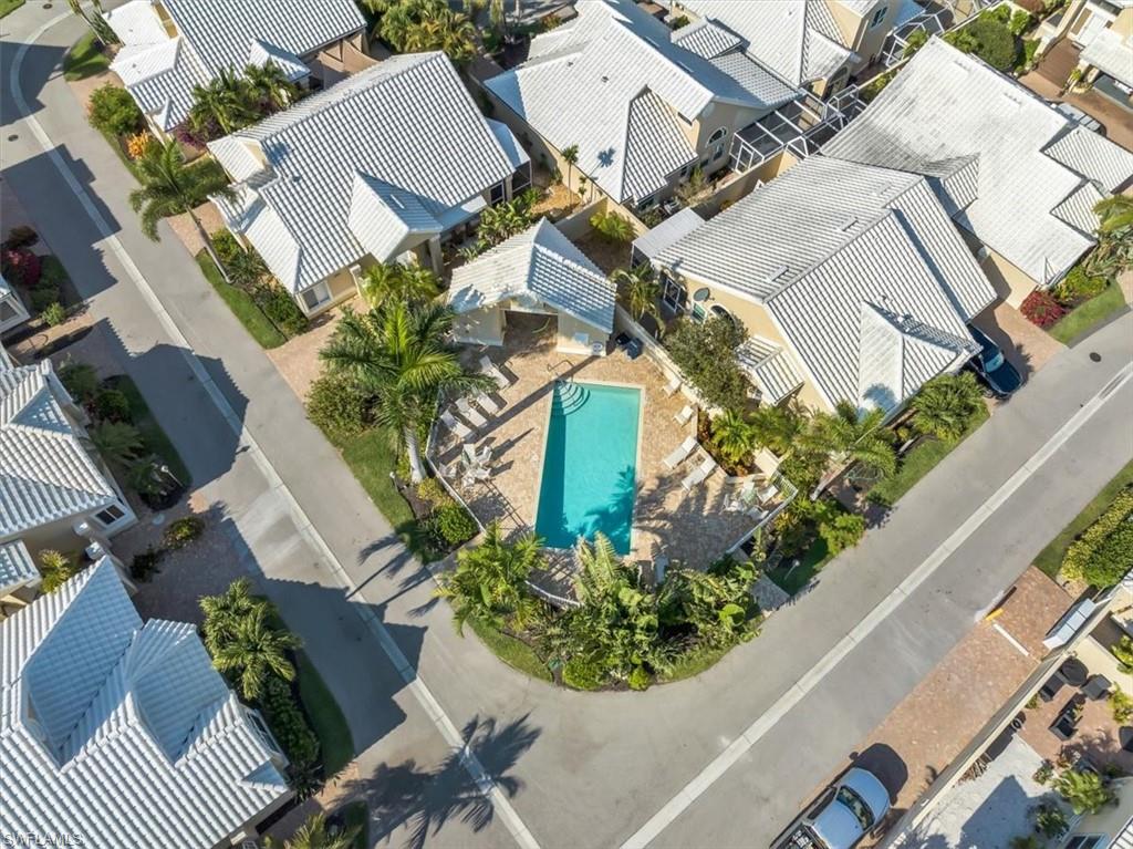 Bird's eye view of a pool area
