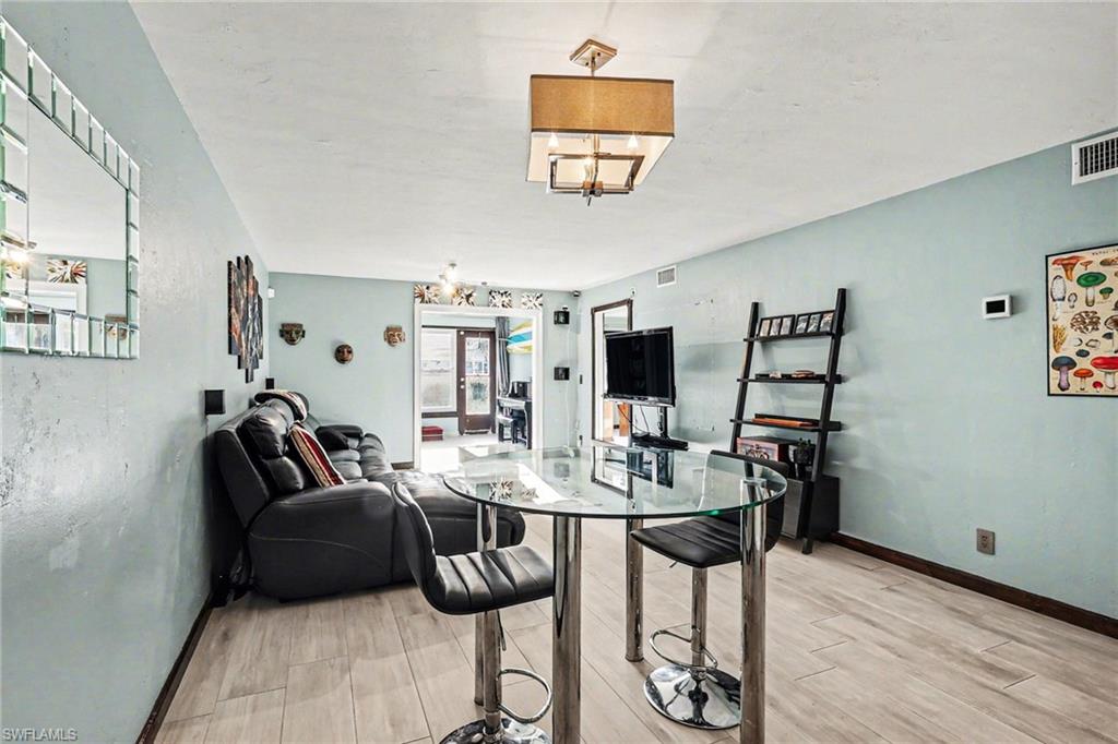 Dining room with light wood-type flooring