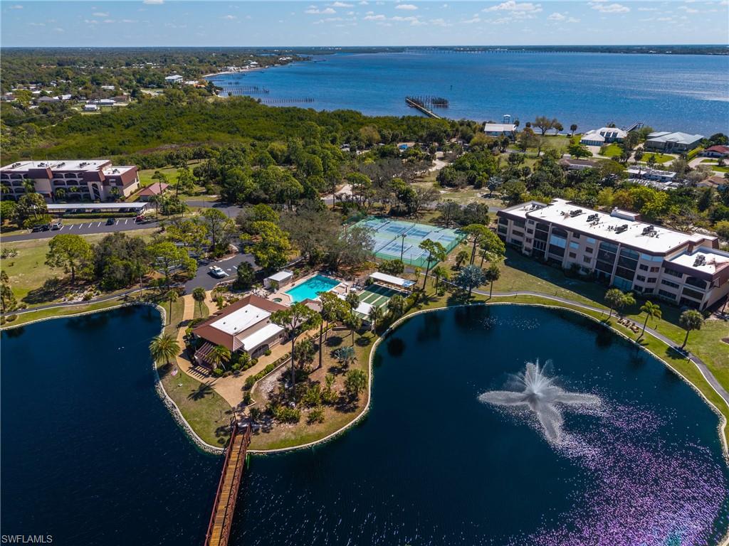 Drone / aerial view of a large body of water