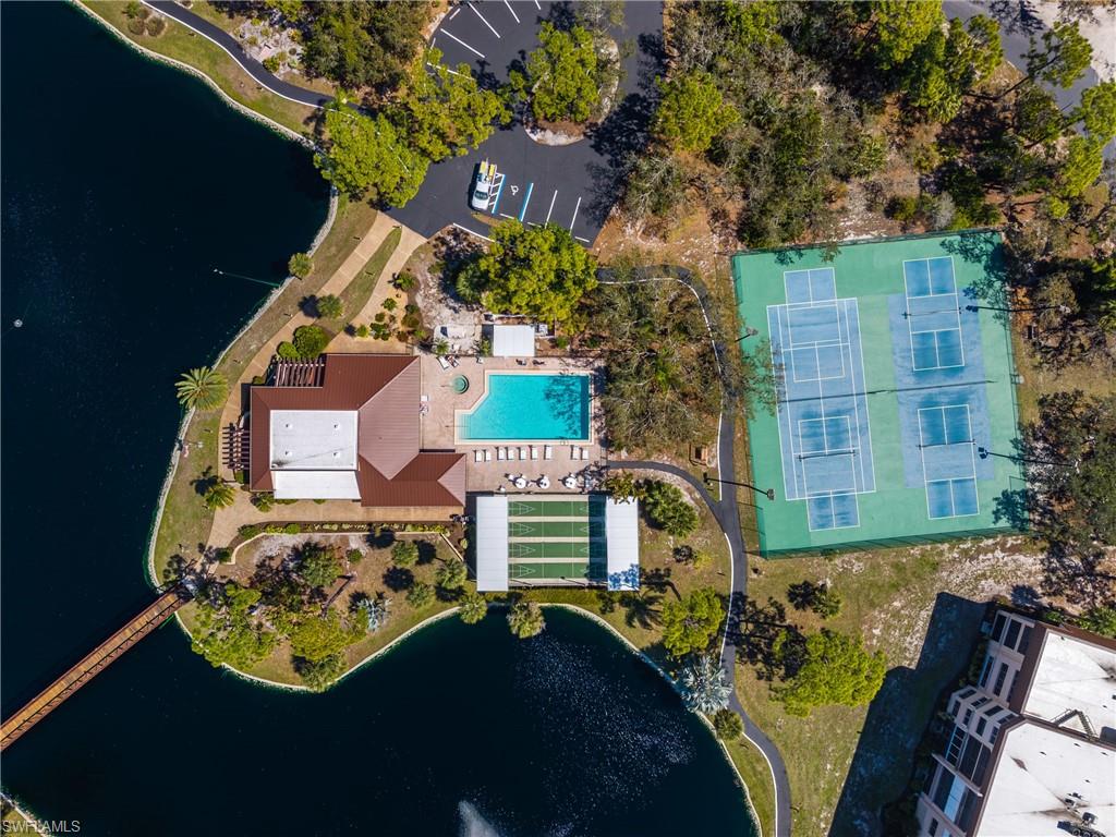 Drone / aerial view of a nearby body of water