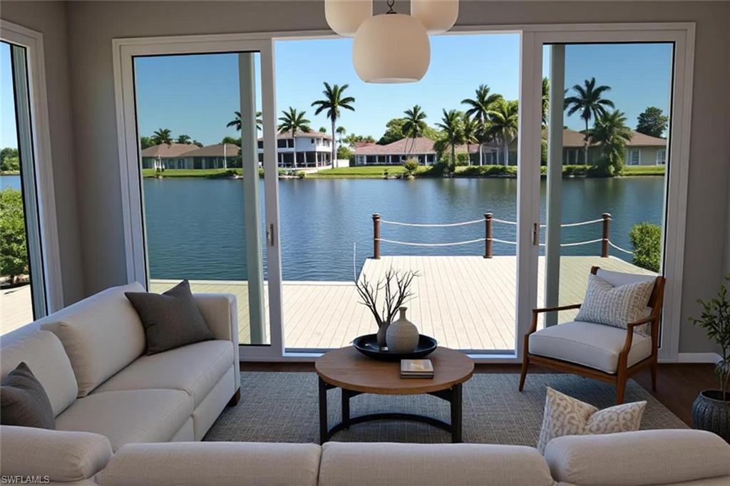 Back of home with water view
