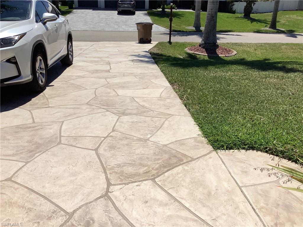 Stamped concrete driveway