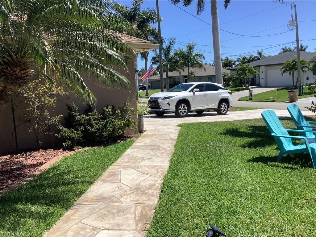 Stamped concrete driveway