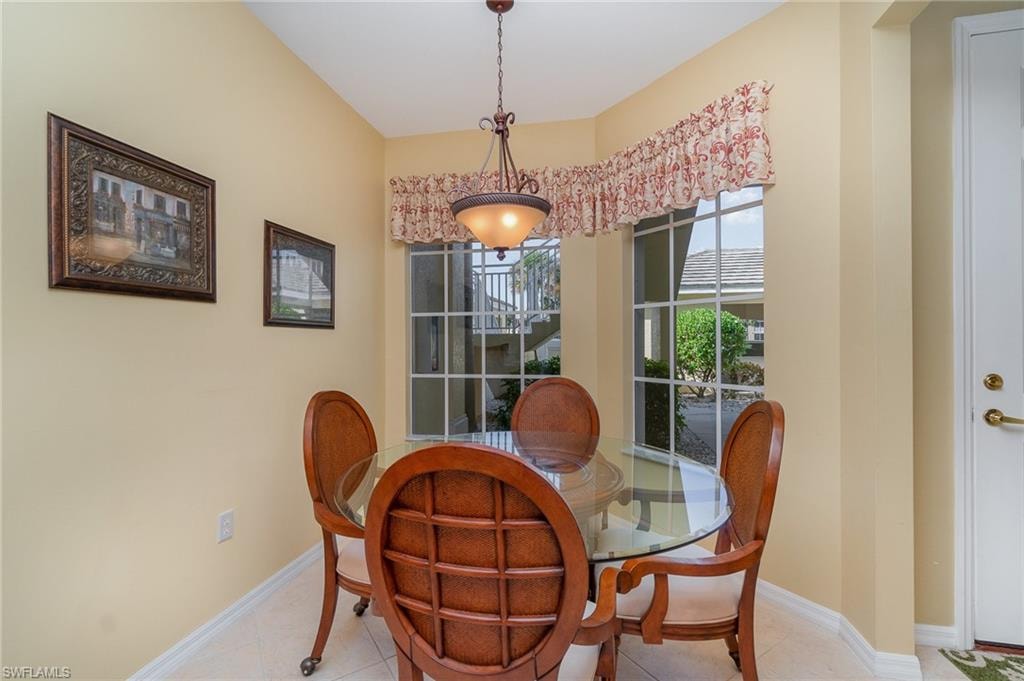 View of tiled dining room
