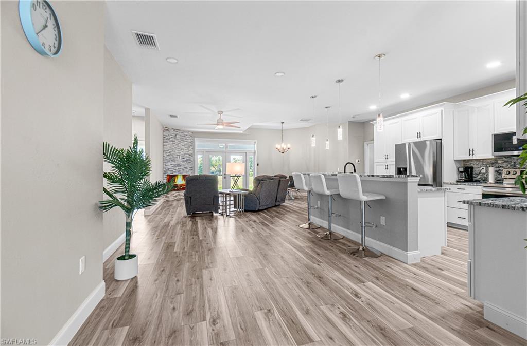 THE MAIN AREAS OF THE HOME ARE SET AWAY FROM THE FRONT DOOR.