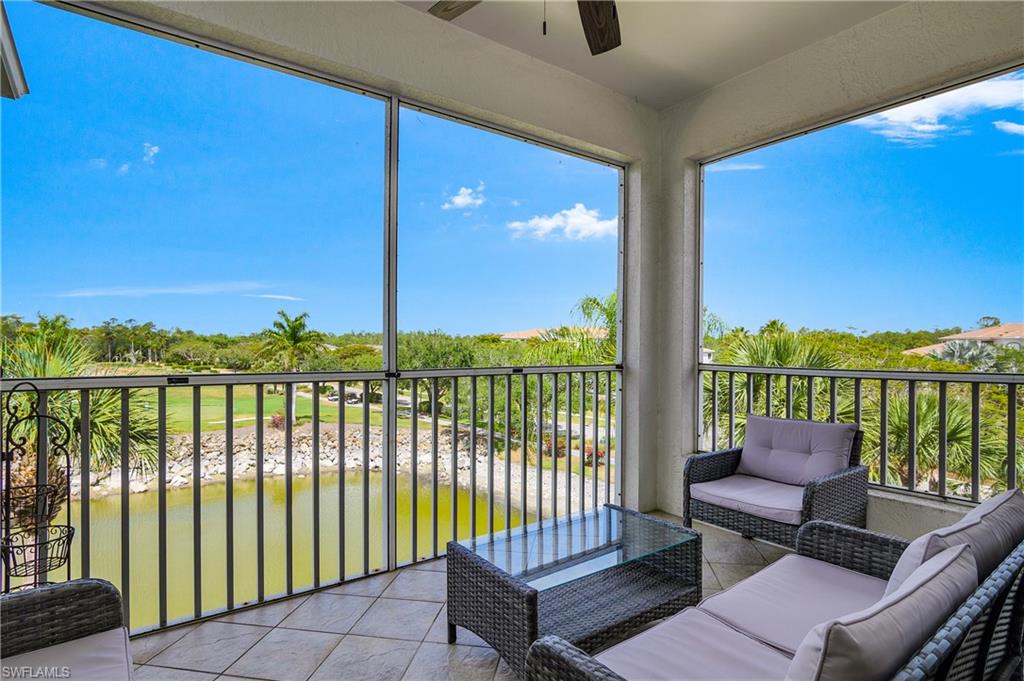 Balcony with a ceiling fan