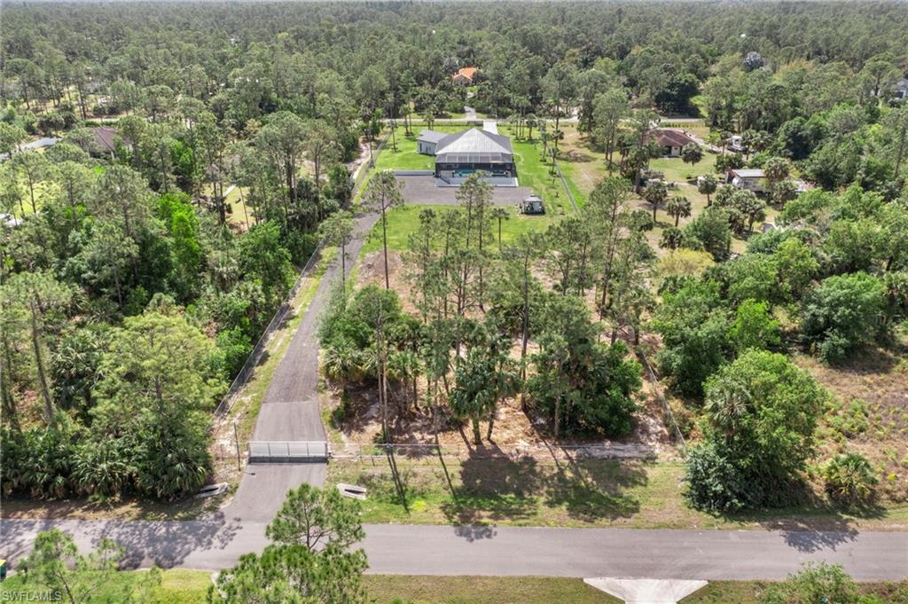 Aerial view with a view of trees