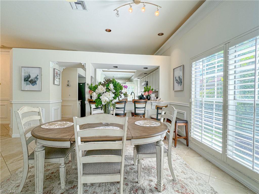 View of tiled dining area