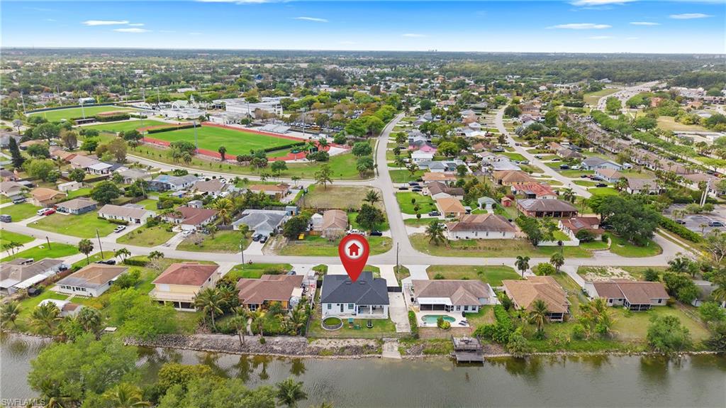 Aerial view of residential area