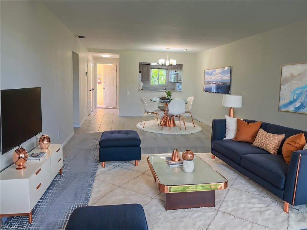 Virtually Staged Living Room and Dining Area