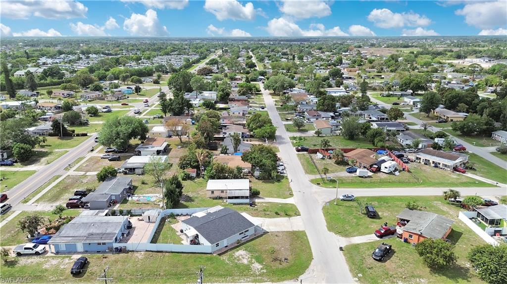 Aerial perspective of suburban area